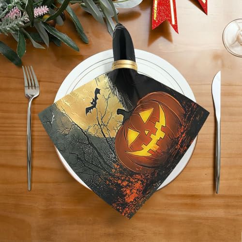 Servilletas de tela Halloween gato negro set 6 20x20 in miniatura 3