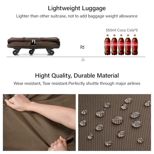 Image of Hanke Suitcases with Wheels Expandable Foldable Luggage Bag Suitcase Collapsible Rolling Travel Bag Duffel Bag for Men Women Lightweight Suitcases without Telescoping Handle, Coffee Upgrade Version 2