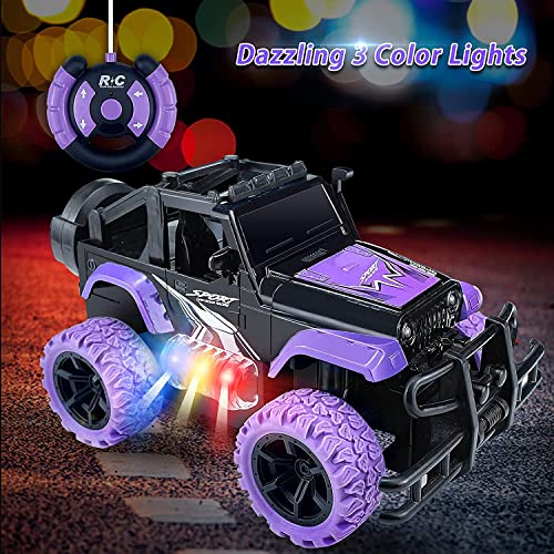 Remote Control Car, Girls Rc Cars Off Road Truck Toy 1:20 Scale Remote Control Car For Girls 4-7 8-12, Rc Race Cars Toy With 3 Color Led Lights Remote Control Vehicles Kids Birthday Gift- Purple #TOP1