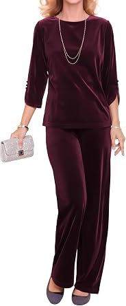 2 Pieces Velvet Mother of the Bride Pant Suits for Wedding Plus Size Dressy Wedding Guest Formal Outfits