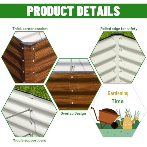 SnugNiture 8x2x2FT Galvanized Raised Garden Bed Kit, Metal Planter Box for Planting Plants Vegetables, Brown by SnugNiture - Image 4