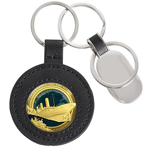 Artificial Leather Coin Holder Keychain with Metal Plate for Coins Pence Cent Medals Money AA Medallion Recovery Chip Standard Challenge Universal Coin Collection AirTag Holder PC01BK01