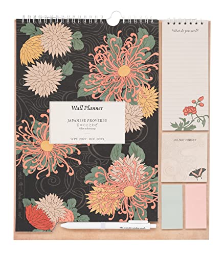 Grupo Erik Calendario 2023 pared Japanese Proverbes con notas adhesivas y bolígrafo - Calendario mensual planificador - Calendario familiar - Calendario pared 2023 - Planificador mensual