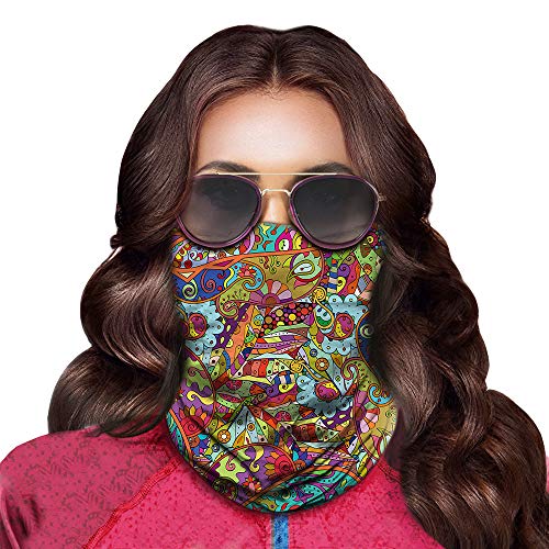 Obacle Seamless Bandana For Rave Face Mask Dust Wind Sun Protection Neck Gaiter Tube Mask Headwear Bandana For Women Men Festival Party Motorcycle Riding Fishing Outdoor (Colorful Oval) #TOP1