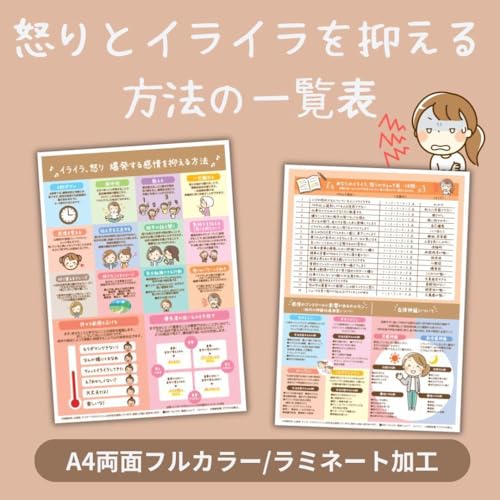 怒りやイライラを抑える方法の一覧表感情を管理する早見表A4ラミネート加工 Jのサムネイル