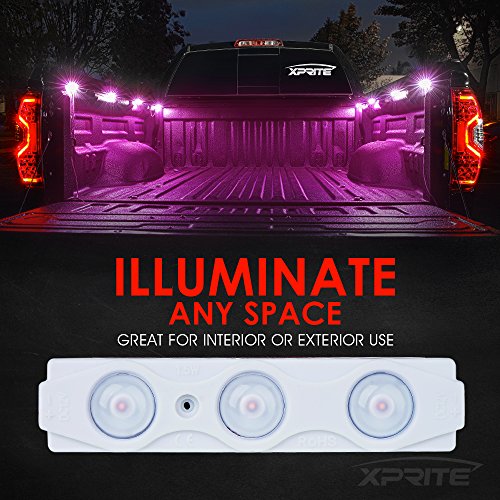Image of Xprite Purple 8 PCS Truck Pickup Bed Light Kit, 24 Led Cargo Rock Light