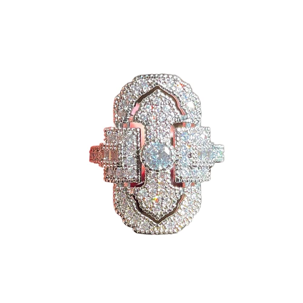 Viyuroyk925 Sterling Silver Retro Hollowed out Palace style hand jewelry Unique styling full Diamond Zircon ring Zircon ring Female Jewelry found Earrings