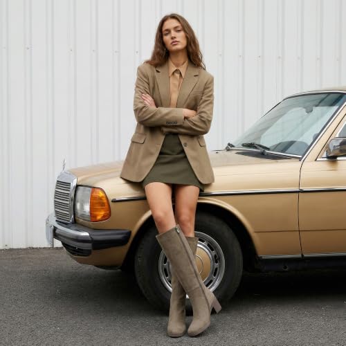 Image of Easyfox Womens Knee High Boots Chunky Low Heel Round Toe Tall Long Boots | Balanced Low Block Heel, Roomy Round Toe, Anti-slip Rubber Outsole, Fashion Heeled Dressy Fall Winter Long Boots for Women