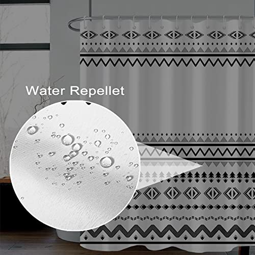 Uiiooazy White Black Shower Curtain For Bathroom Boho Shower Curtains Liner With Hooks Bohemian Stripe Geometric Fabric Shower Curtain 48X72 Inches #TOP2