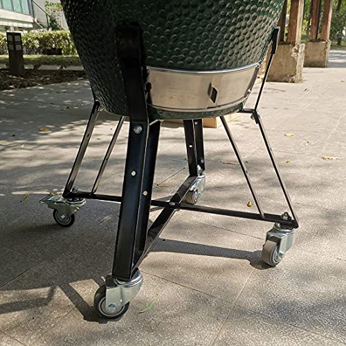 Dracarys Rolling Cart for Big Green Egg Accessories Rolling Nest with Heavy Duty Locking Caster Wheels Powder Coated Steel Rolling Outdoor Cart for Large Big Green Egg Kamado Joe Grill Stand