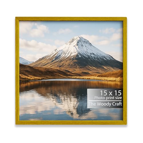 Image of Square Frame 15x15 Inch | Yellow Photo Frame For Wall | Smart Wall Frame | Wooden Photo Frame Crafted For Style | Rustic Big Photo Frames For Wall | Ideal Empty Frames For Wall Decor