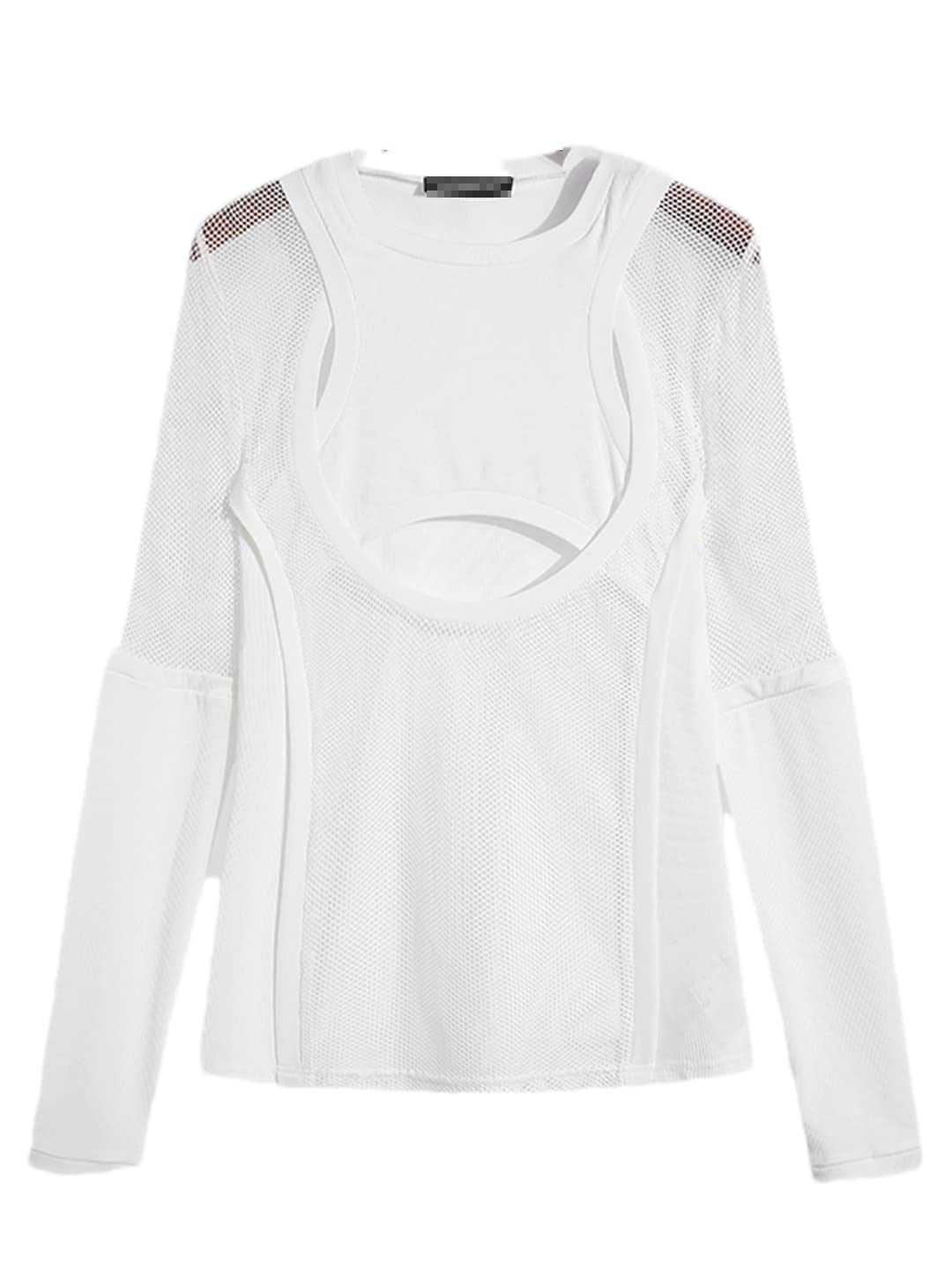 Men's T-Shirt Mesh Panel O-Neck Long Sleeve Sexy T-Shirt Tops Sheer Cutout Street Party Nightclub Camisole