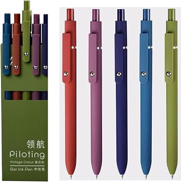 sencoo 5 pack Black Gel Pens Quick Dry Ink Pens 0.5mm Fine Point Retractable Roller Ball Pens Cute Pens Aesthetic pens for School Office Home Diary Gift Pens style3