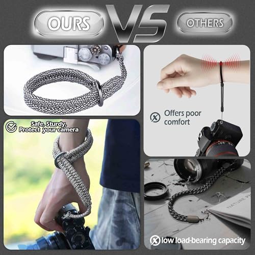 Image of Paracord Camera Wrist Strap Lanyard-Quick Release for DSLR Mirrorless White | Adjustable wrist size,High-strength paracord material, lightweight 1.16oz, secure metal clasp,Fits Canon Nikon Sony Fuji