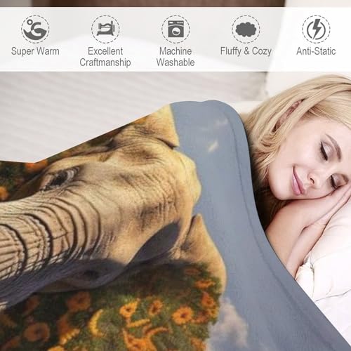 Couverture éléphant contre le froid en flanelle lavable en machine - 4