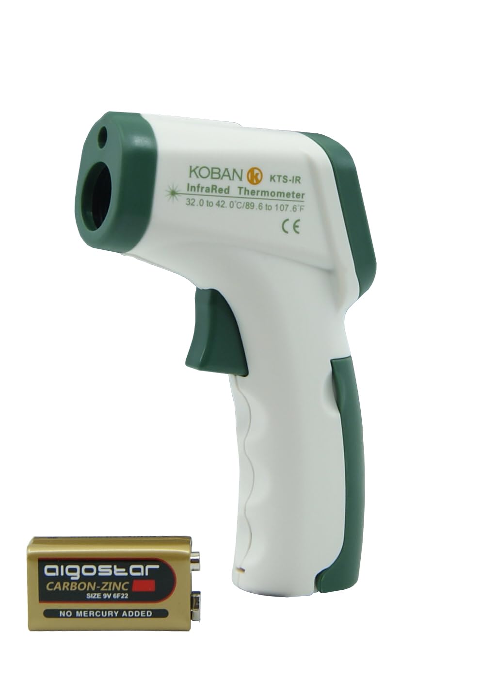 KOBAN KTS-IR Termómetro Digital de Frente para Bebes y Adultos. Termómetro por Infrarrojos sin Contacto con Pantalla Retroiluminada y Alarma de Fiebre. Pistola para Medir la Temperatura Corporal.