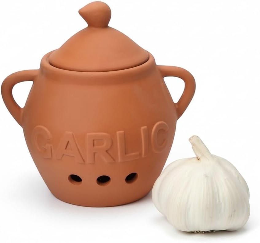Dexam 17851023 Terracotta Garlic Keeper, Ceramic,12.75cm x 10cm, White