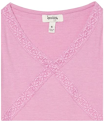 Image of Speechless Girls' Short Sleeve Rib Knit and Lace Accent Top
