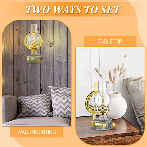 Yexiya 2 Pieces Large Kerosene Lamp Lantern Large Chamber Oil Lamp Wall Mounted Kerosene Lamp Vintage Glass Clear Kerosene Lamp Rustic Oil Lamp With Oil Wick For Indoor Use Home Decor Lighting #TOP1