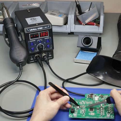 YIHUA 8786D I 2 in 1 Hot Air Rework and Soldering Iron Station with 10 Solder Iron Tips, 4 Hot Air Nozzles, °F /°C, Cool/Hot Air Conversion and Sleep Function by YIHUA - Image 9