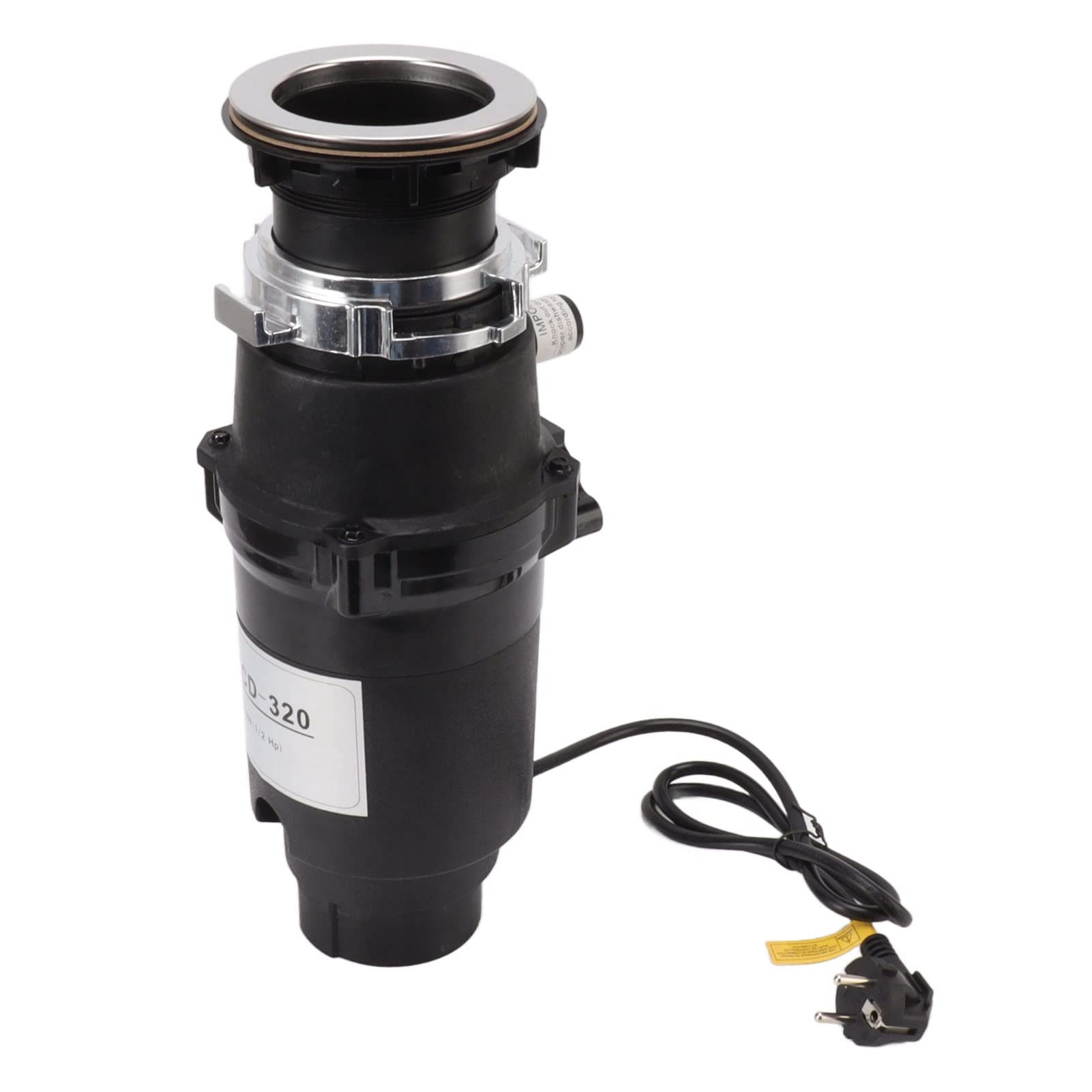 Triturador de Residuos 1050ml Capacidad 1/2 370W, Acero Inoxidable y de Reinicio por Sobrecarga para Fregadero de Cocina, Instalación Sencilla