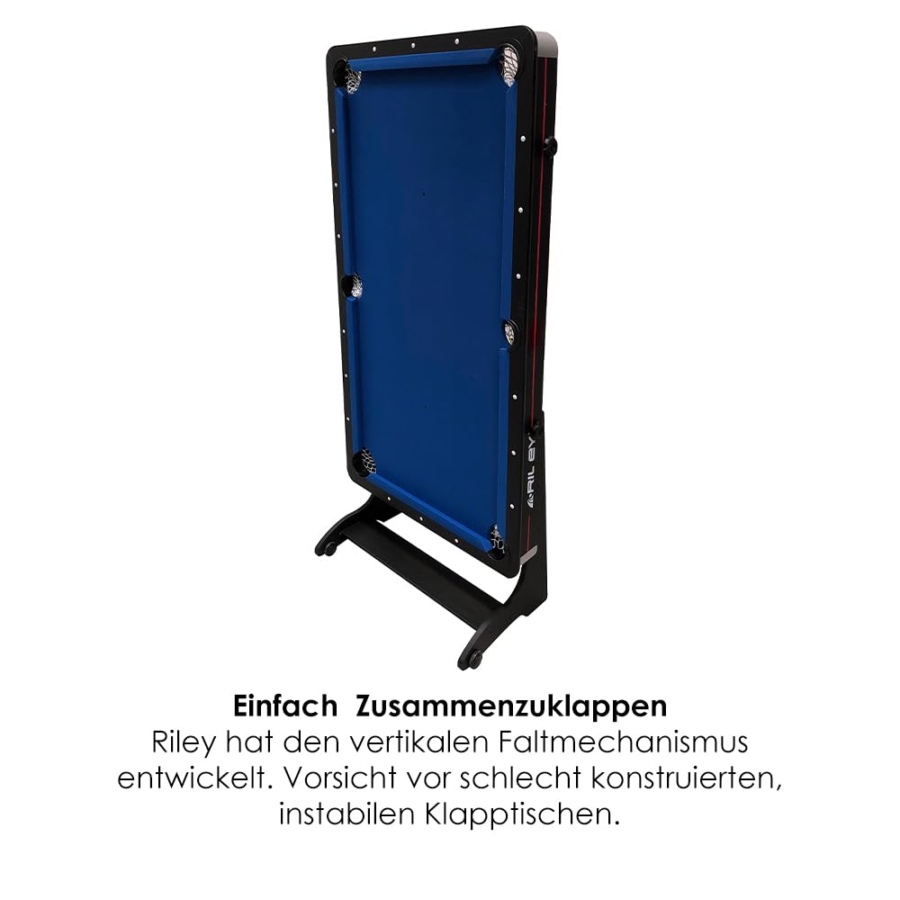 Riley 5ft 2-in-1 Klapp-Billardtisch – Innovatives Design mit Tischtennis- und Schreibtischfunktion – Bälle, Queues, Tischtennisplatte, Schläger, Bälle und Netz inklusive