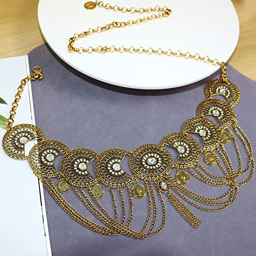 Retro Coin Tassels Pendant Belly Dance Body Chain Waist Chains Adjustable Gypsy Carving Beach Belt Body Jewelry Accessory For Women Girls #TOP5