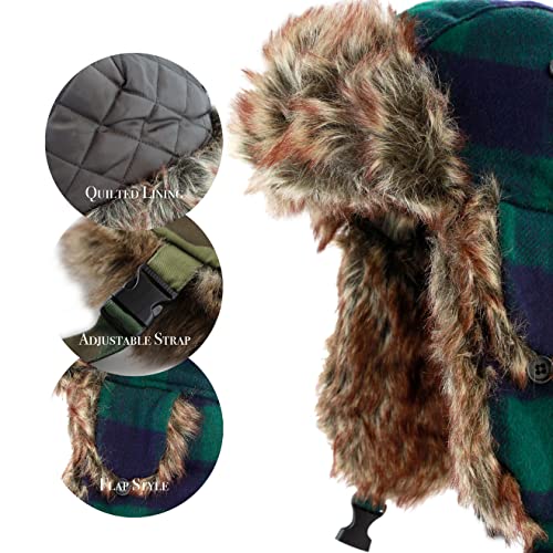 Image of Faux Fur Safety Reflective Aviator Trapper Hat Snow Ski Trooper Winter Cap