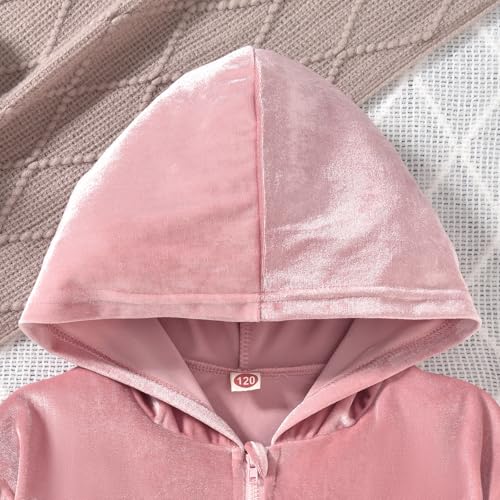 fioukiay Girls Sweatsuits Set Velour Tracksuit 3 Piece Outfits Zip Up Hoodies Camisole and Flare Pants Athletic Jogging Set4