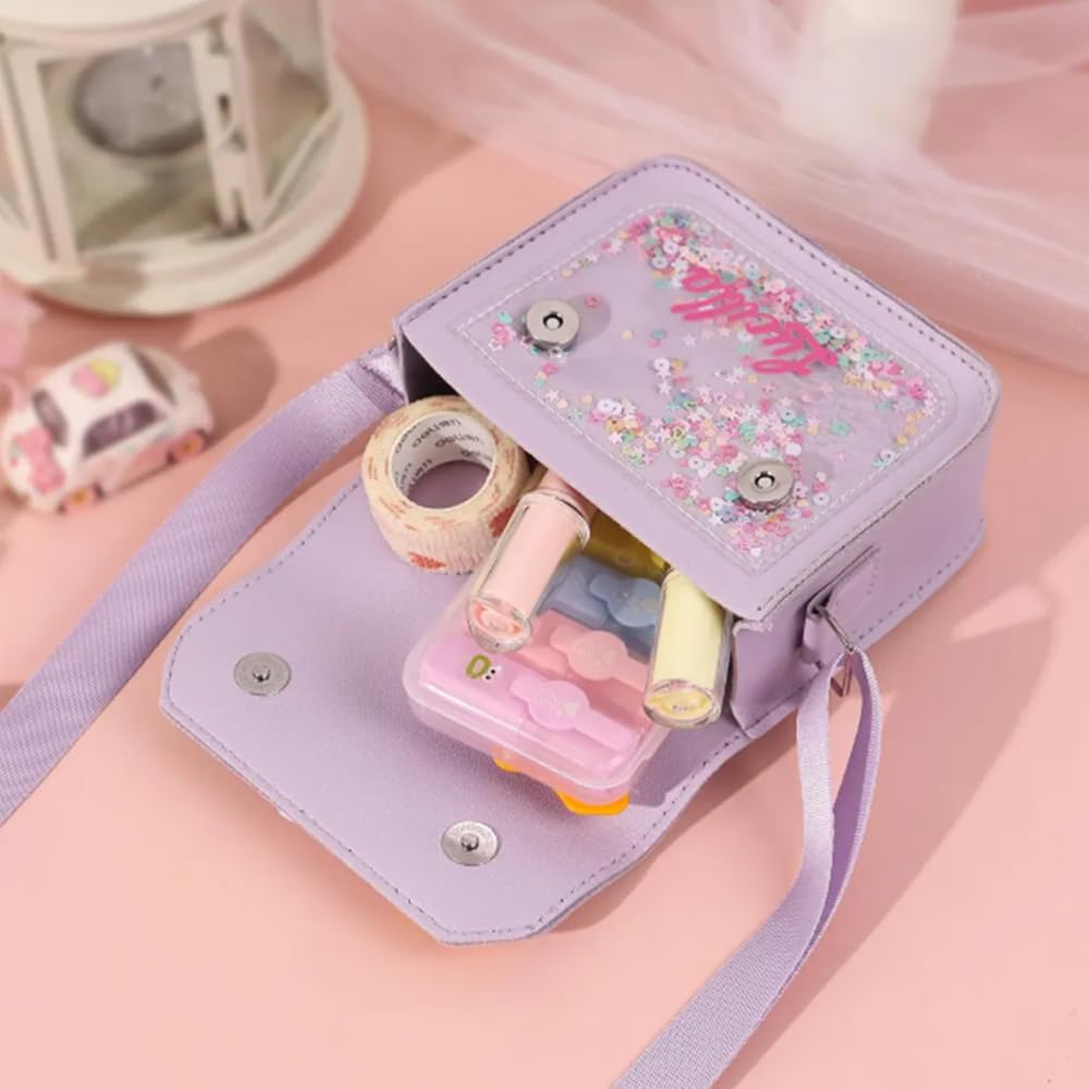 Personalized Shoulder Bag for Girls – Custom Name Crossbody Bag, PU Leather Purse for Kids, Travel Vacation School Bag