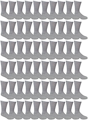 SOCKS'NBULK 60 Pairs Mens Wholesale Bulk Sports Crew, Athletic Socks Case Pack Options, 13-10 (Gray Crew)