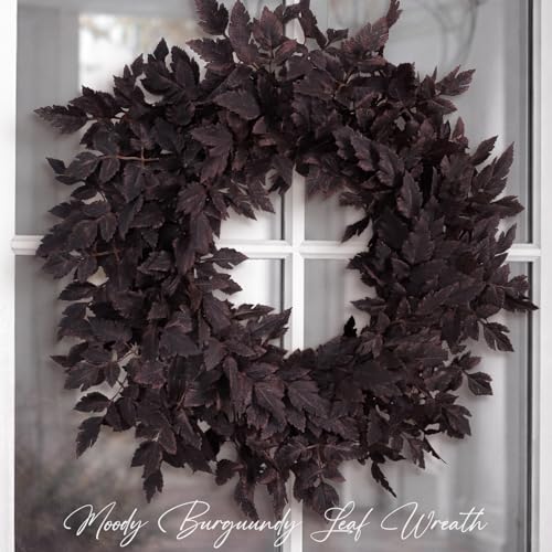Fall Decor - Fall Wreaths for Front Door - 24 Inch Plum Leaves Wreath