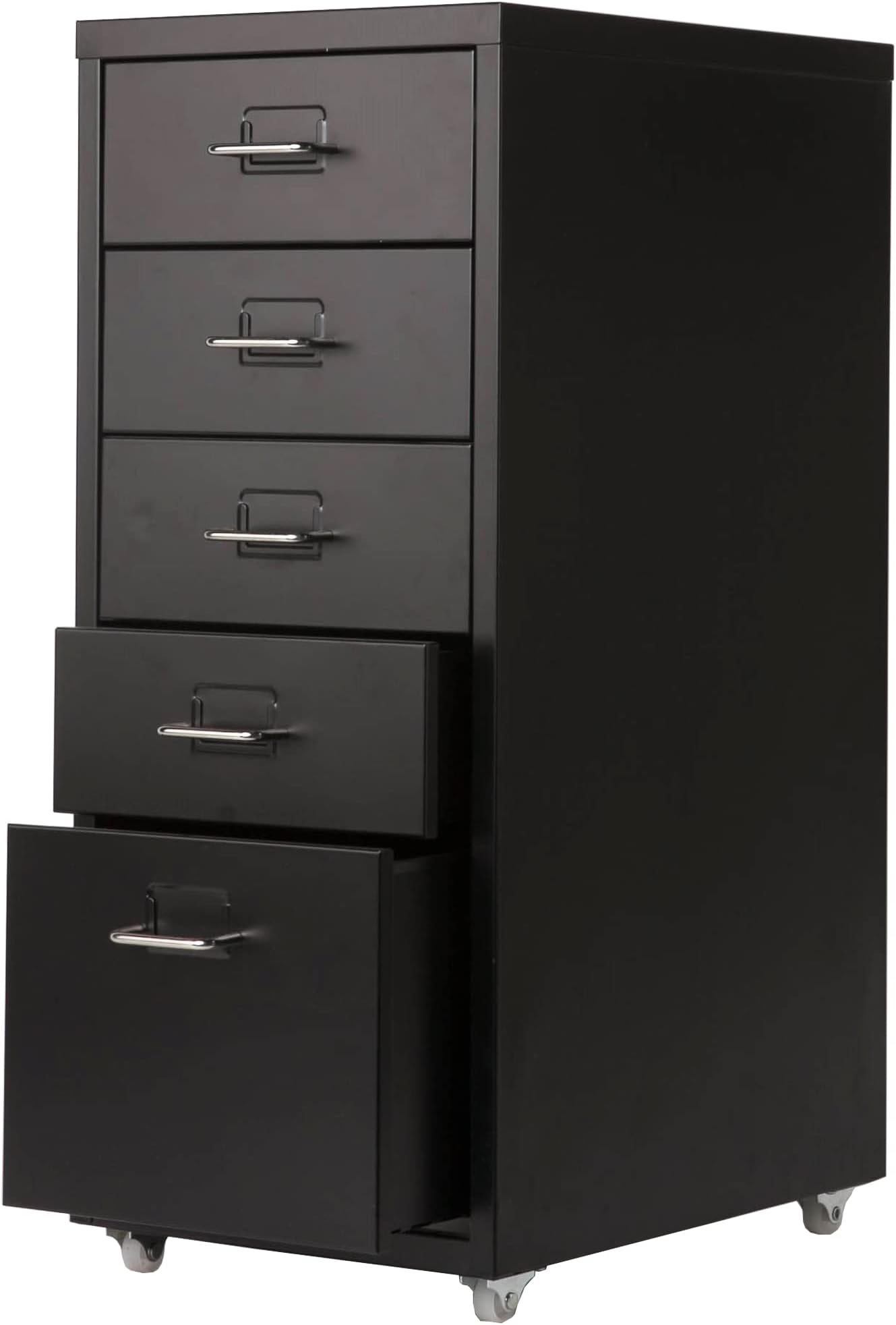 MIOCASA 5 Drawer Metal File Cabinet Mobile Underdesk Chest for Home Office (Black)