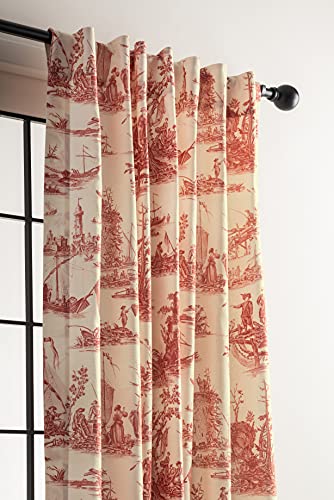 Image of Maison d' Hermine Curtains for Living Room 100% Cotton 50 inchx84 inch (Pack of 1) | 84 inches long Light Filtering Toile Curtains for Windows with Rod and Loop Pockets - Calais - Cardinal