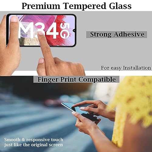 Image of Tempered Glass Screen Protector Compatible for Samsung Galaxy M34 5G, F34 5G with Edge to Edge Coverage and Easy Installation Kit, Pack of 1, Black