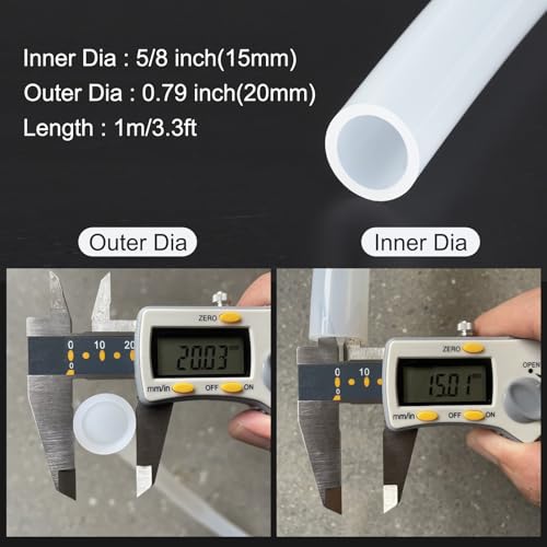 Image of 1m(3.3ft) 15mm(5 /8 inch) ID x 20mm(0.8 inch) OD Silicone Tubing Clear Industrial Plastic Tubing Pure Silicone Hoses for Pump Siphoning Draining Irrigation Brewing
