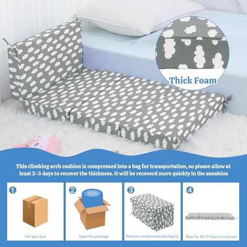 Image of HOMBYS Foam Cushion for Climbing Arch, Thick & Fluffy Rocker Pillow for Toddlers, Arch Climbing Lounger Seat, Nap Mat, Bed Floor Pillow for Kids, Gray