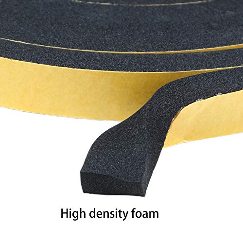 Yotache Weather Stripping For Doors 2 Rolls 1/2" W X 1/4" T, Black Foam Seal Tape For Sliding Door Jamb, Front Door Frame Windows Insulation, 26 Ft Length (2 X 13 Ft Each) #TOP5