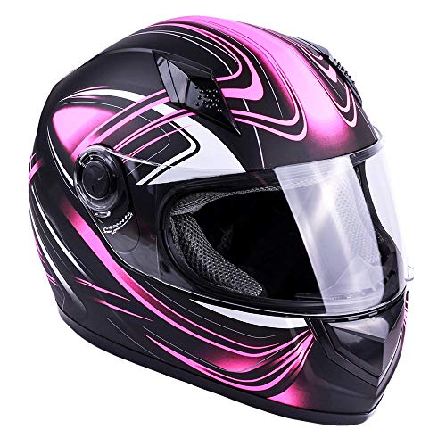 Typhoon Women's Full Face Motorcycle Helmet DOT - SAME DAY SHIPPING (Matte Pink, XL)