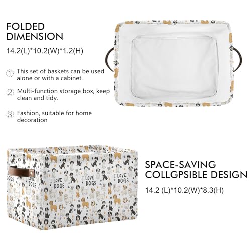 Image of Bernese Mountain Dog Storage Basket Fabric Pet Toy Baskets Cute Dogs Puppy Paws Open Home Storage Bins Boxes Foldable Organizer Bag for Pet Toy Bathroom Shelf Closet Baskets 16x12x8 Inches 2 Pack