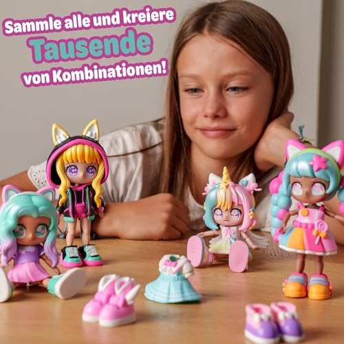 BANDAI - Animakii Einhorn und Fledermaus - Set Personalisierbare Puppen - 1 Puppe, 4 Gesichter, 2 Frisuren, 2 Outfits… – Ansicht 3