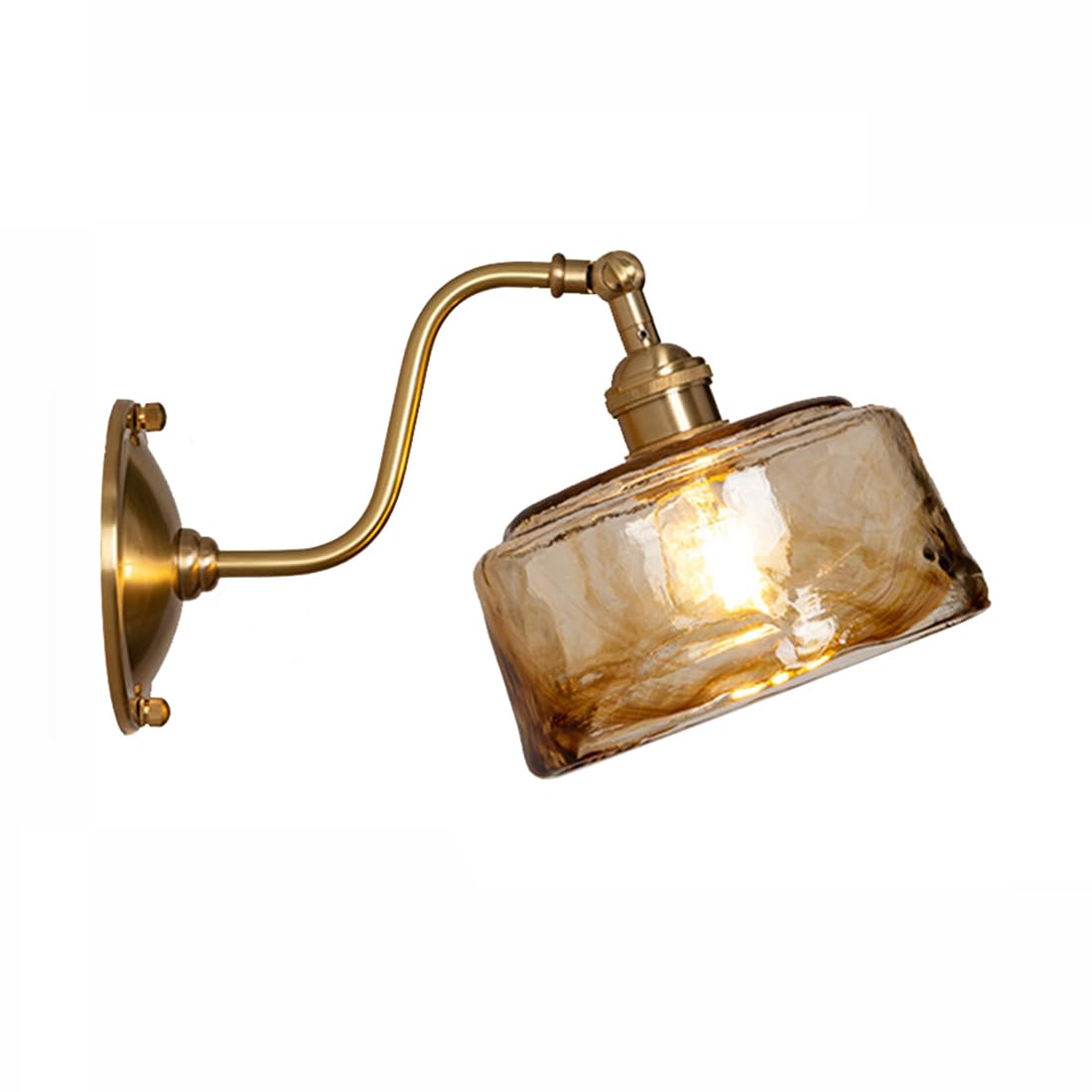 HUAYUSEDF Modern Wall lamp Glass Shade All Copper Lights fixtures E27 Base Bedside Vintage Sconce Lighting for Bedroom Living Room Hallway Study Doorway Display