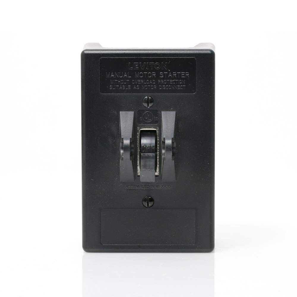 Leviton Manual Motor Controller, Industrial Grade, Grounded To Enclosure, Back & Side Wired, N1303-TDS, Black