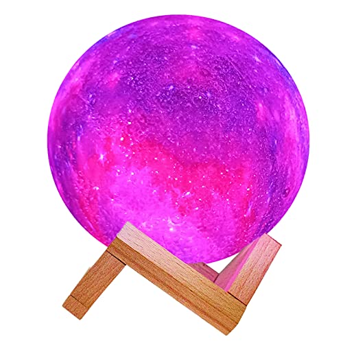Moon Light, 5.9 Inch 3D Printed Galaxy Moon Lamp 16 Colors Dimmable Rechargeable Night Lights Perfect Gifts for Family and Friends