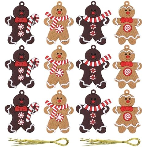 Bigqin Gingerbread Christmas Decorations - 12Pcs Christmas Tree Decorations for Christmas Tree Hanging DIY Decor 3 Inch Tall（7.5X 5cm） Christmas Gingerbread Man Two-Color Cover