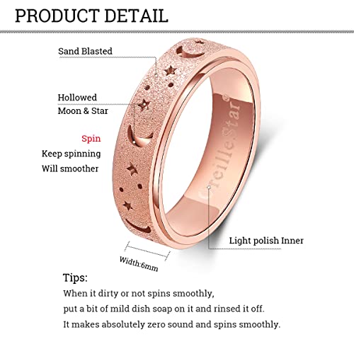 Anxiety Ring for Women Spinner Ring Fidget Ring Fidget Toys Adults Stainless Steel Spinner Rings for Anxiety Fidget Rings for Women Anxiety Fidget Ring Rose Gold Size 8