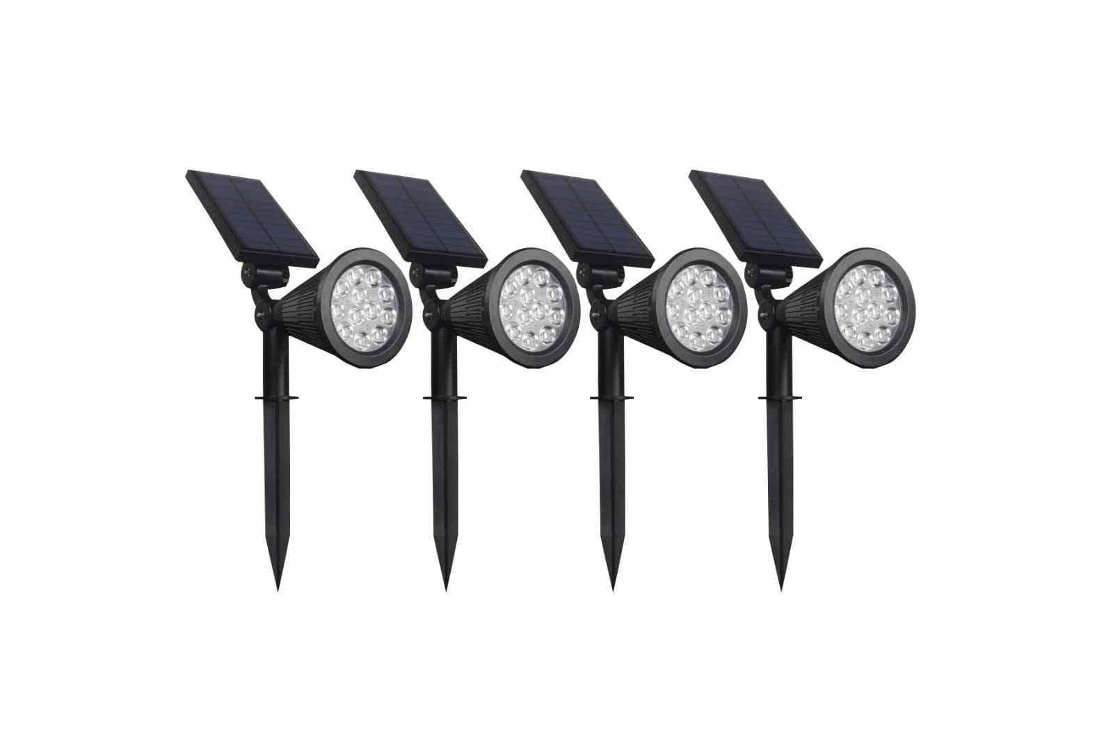 Solar Spotlights Outdoor Bright, Upgraded Waterproof Super Bright 12 LED 300 Lumens 2 Mode Adjustable Wall Light Landscape Light Security Lighting for Patio Deck Yard Garden Driveway (Warm White)