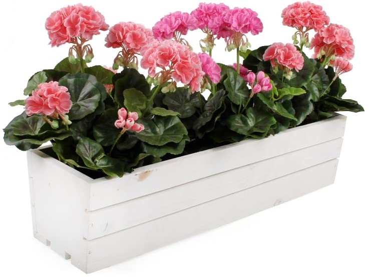 KOTARBAU® Wooden Flower Box Herb Box Long Balcony Flower Box 600 x 180 x 150 mm White