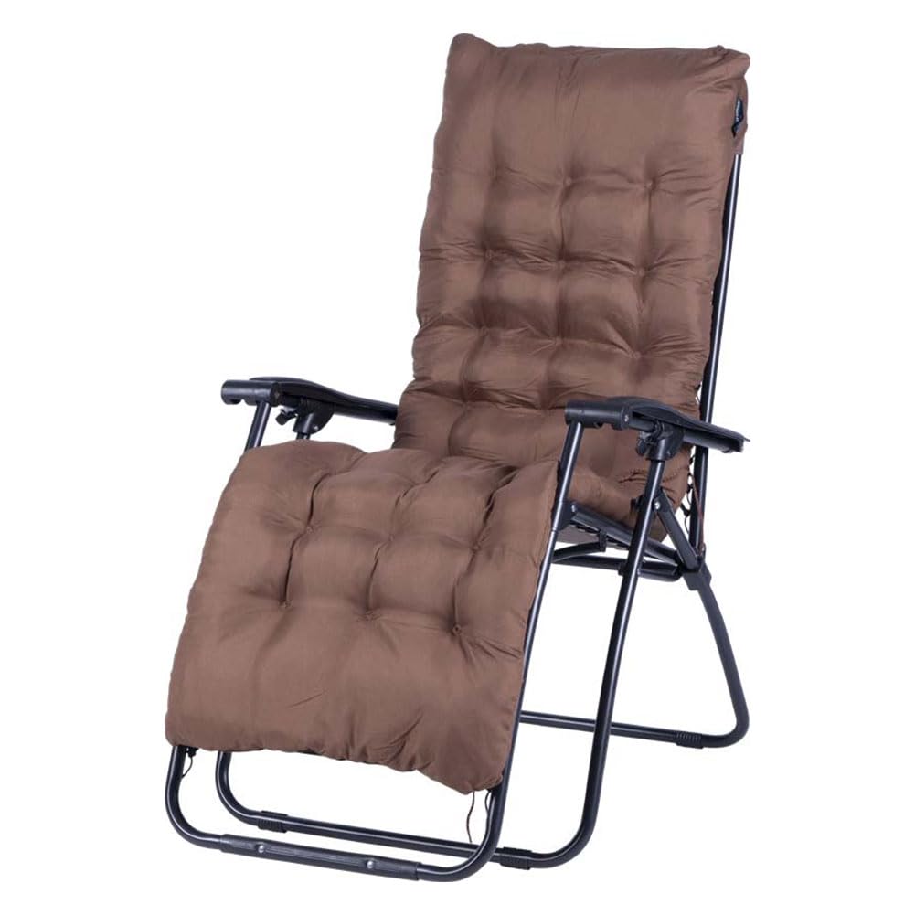 Shally Dogan Silla de gravedad cero de jardín, tumbona para exteriores, plegable, ahorra espacio, estructura tubular de metal, reclinable, asiento de textileno para playa, color marrón