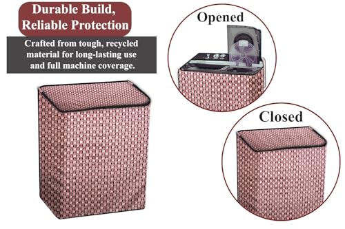 Image of The Furnishing Tree Polyester Waterproof Semi Automatic Washing Machine Cover Suitable for LG 6 Kg, Dimension DxWxH In Cms: ( 49.5x80x89 ), Basketweave Pattern Multicolor